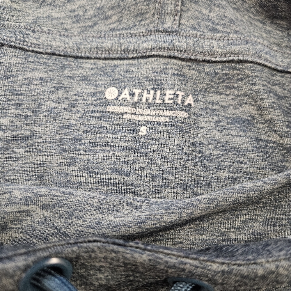Athleta Uptempo Hoodie Women’s Size Small Gray Heather Thumbholes Drawstring - Picture 8 of 9